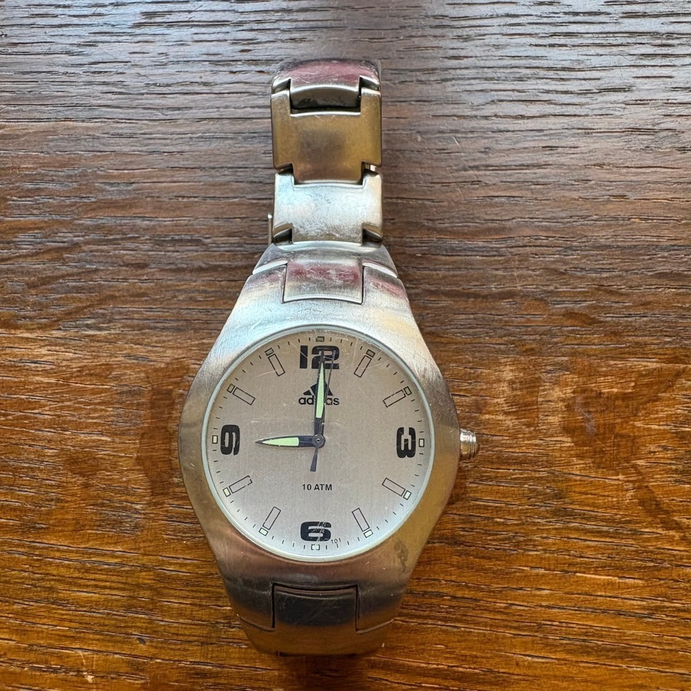 VTG Adidas Stainless Steel Watch 10 ATM Y2K Sporty Needs Battery AS-20 Quartz